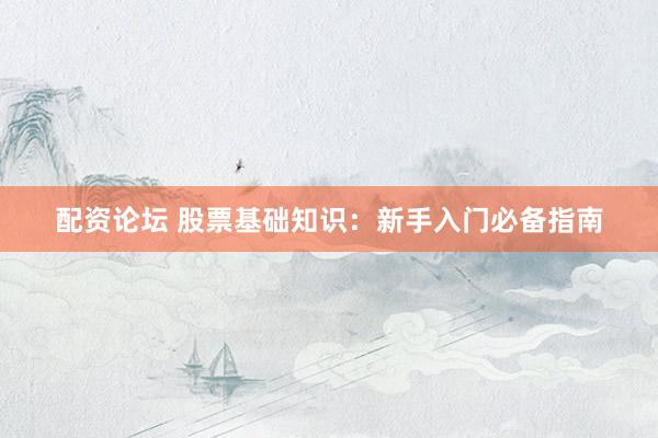 配资论坛 股票基础知识：新手入门必备指南