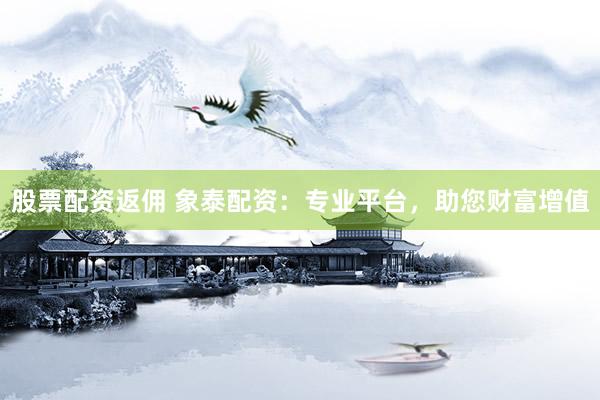 股票配资返佣 象泰配资：专业平台，助您财富增值