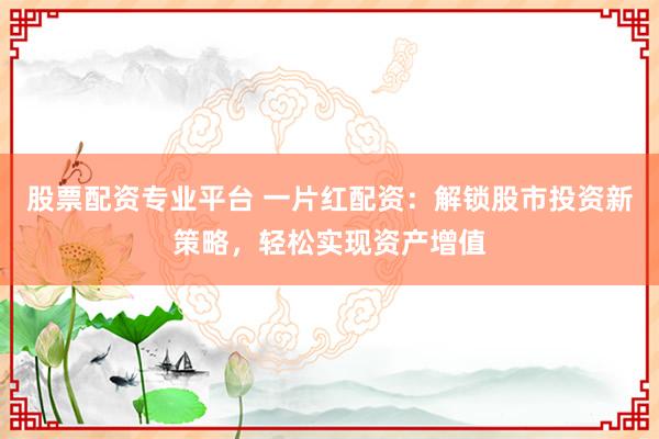 股票配资专业平台 一片红配资：解锁股市投资新策略，轻松实现资产增值