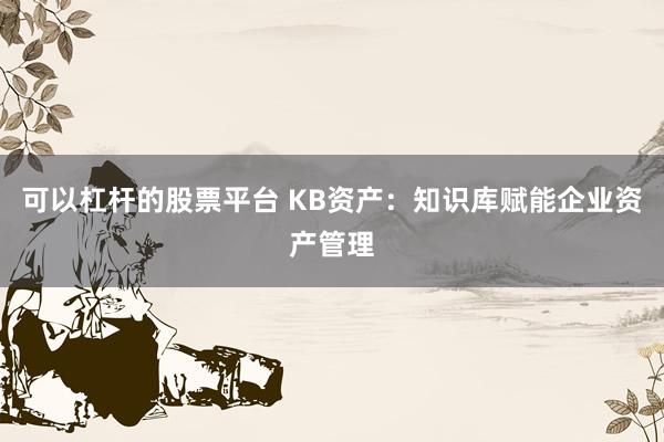可以杠杆的股票平台 KB资产：知识库赋能企业资产管理