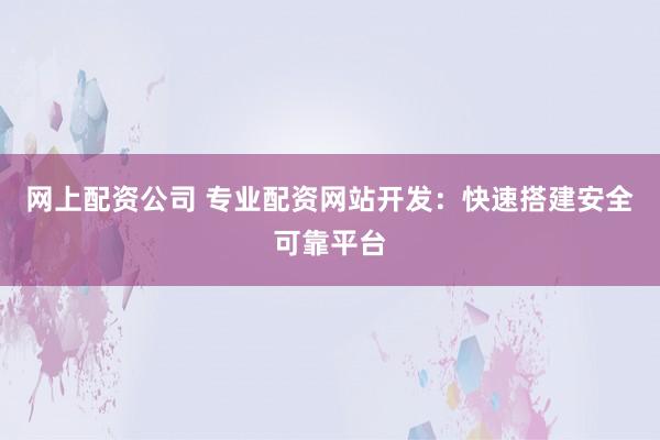 网上配资公司 专业配资网站开发：快速搭建安全可靠平台