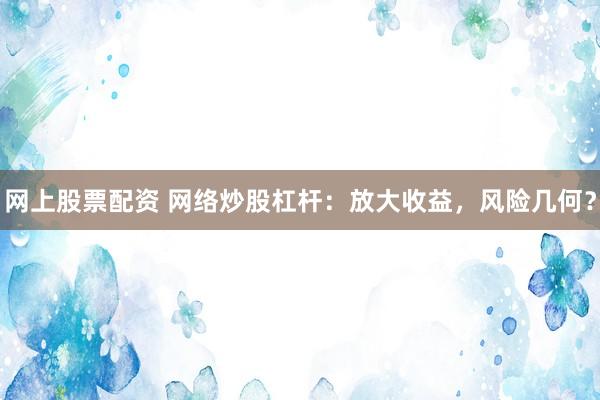 网上股票配资 网络炒股杠杆：放大收益，风险几何？