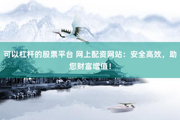 可以杠杆的股票平台 网上配资网站：安全高效，助您财富增值！