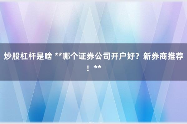 炒股杠杆是啥 **哪个证券公司开户好？新券商推荐！**