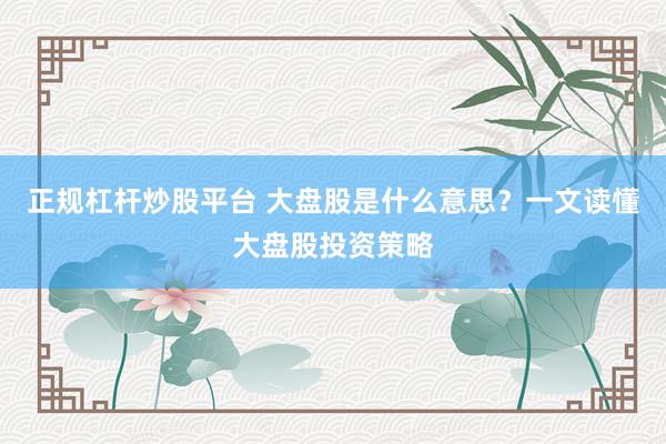 正规杠杆炒股平台 大盘股是什么意思？一文读懂大盘股投资策略