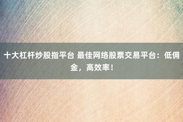 十大杠杆炒股指平台 最佳网络股票交易平台：低佣金，高效率！