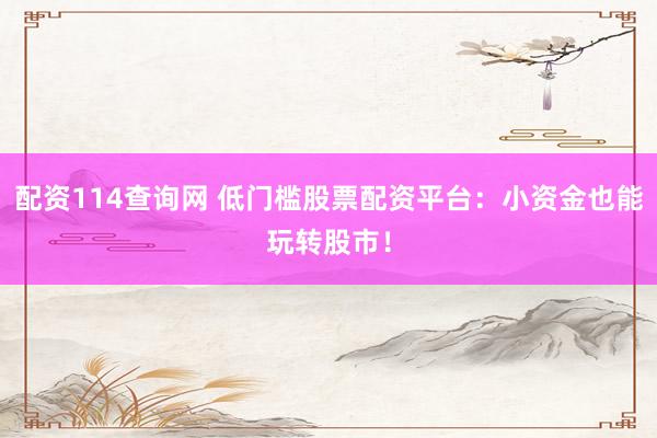 配资114查询网 低门槛股票配资平台：小资金也能玩转股市！